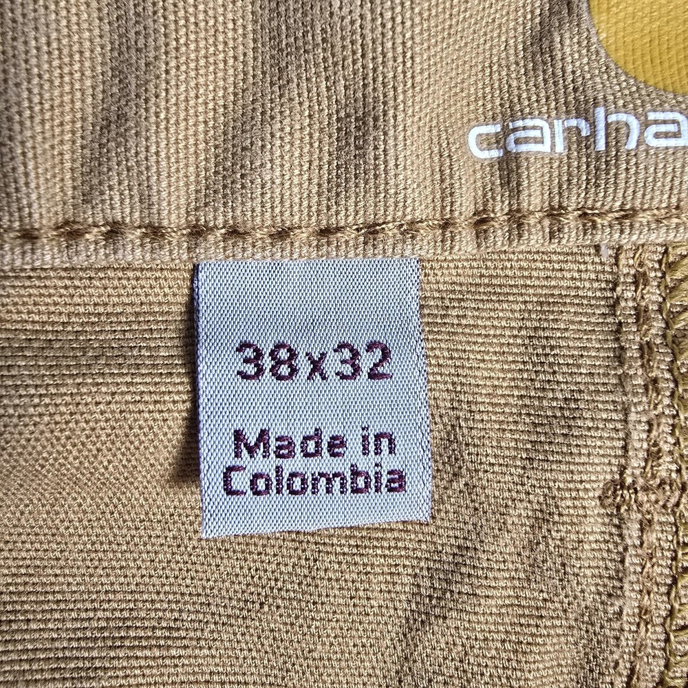 Carhartt Pants Mens 38x31 Beige Relaxed Fit Straight Leg Canvas Workwear Stretch - Picture 6 of 13